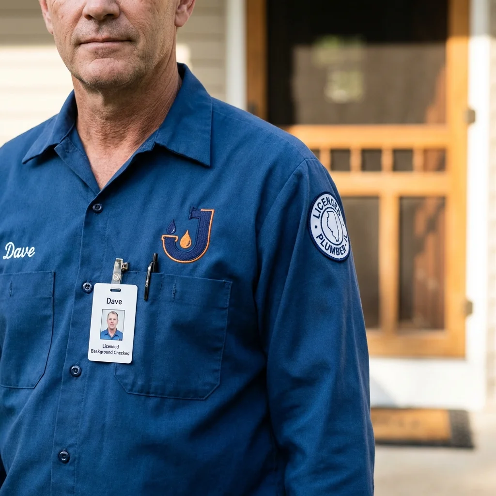 Licensed plumber showing ID badge in Reno, NV