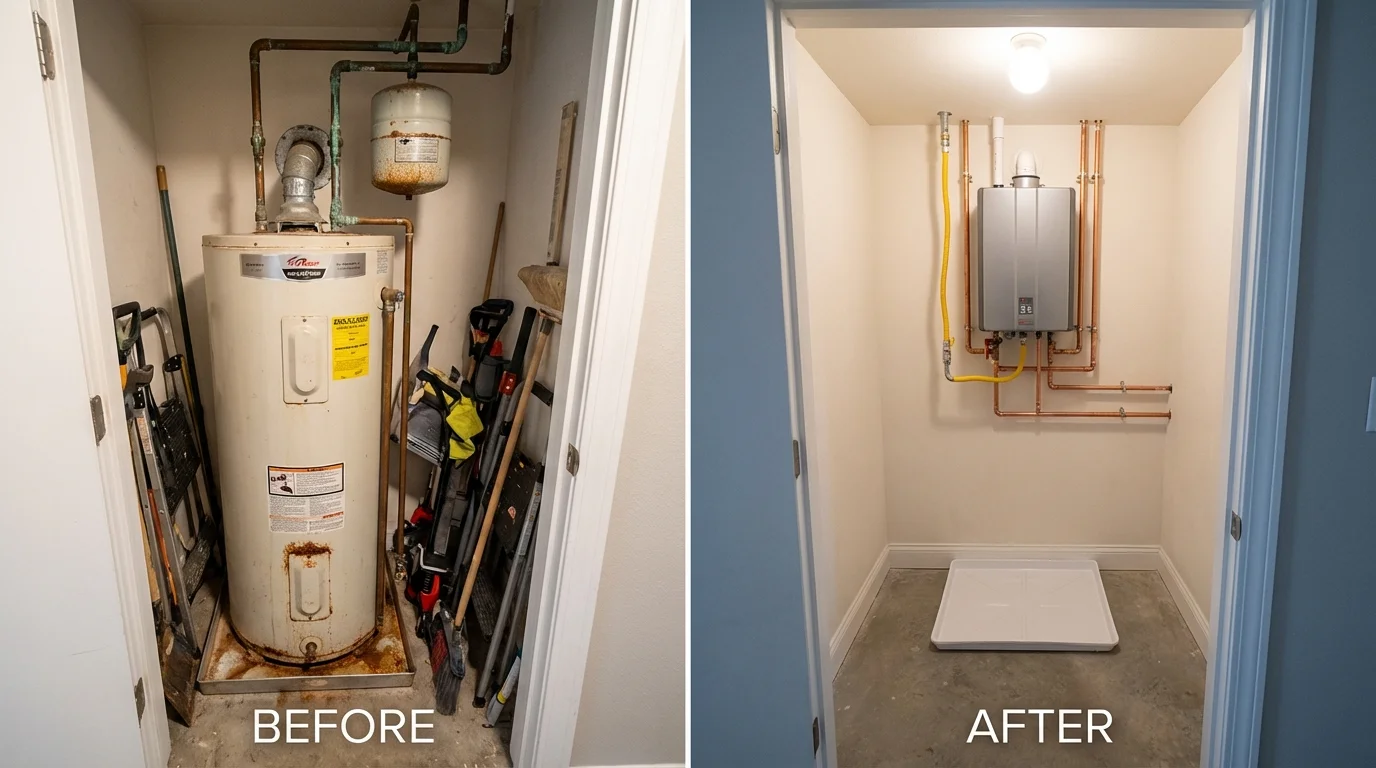 Tank water heater versus wall-mounted tankless unit comparison for Reno, NV homeowners
